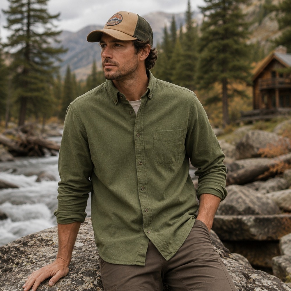 J Crew Mens Brushed Twill Shirt Sz M Green Button Front Cotton Classic Outdoors